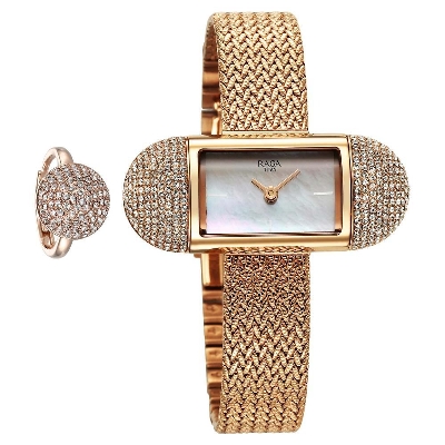 Picture of Titan Raga Memoirs Quartz Analog Mother Of Pearl Dial With Rose Gold Metal Strap Watch For Women
