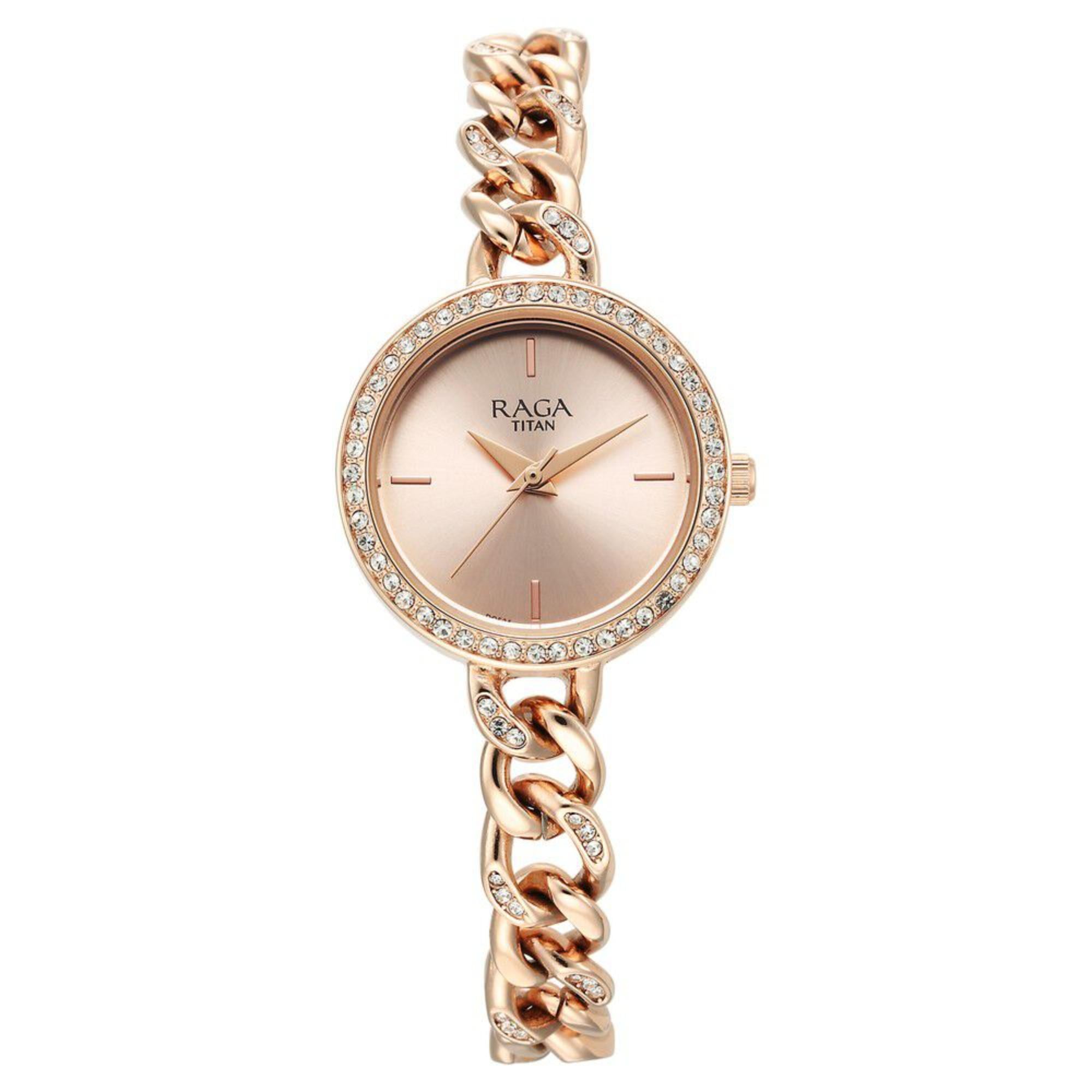Picture of Titan Raga Showstopper Quartz Analog Rose Gold Round Dial Rose Gold Metal Strap Watch For Women