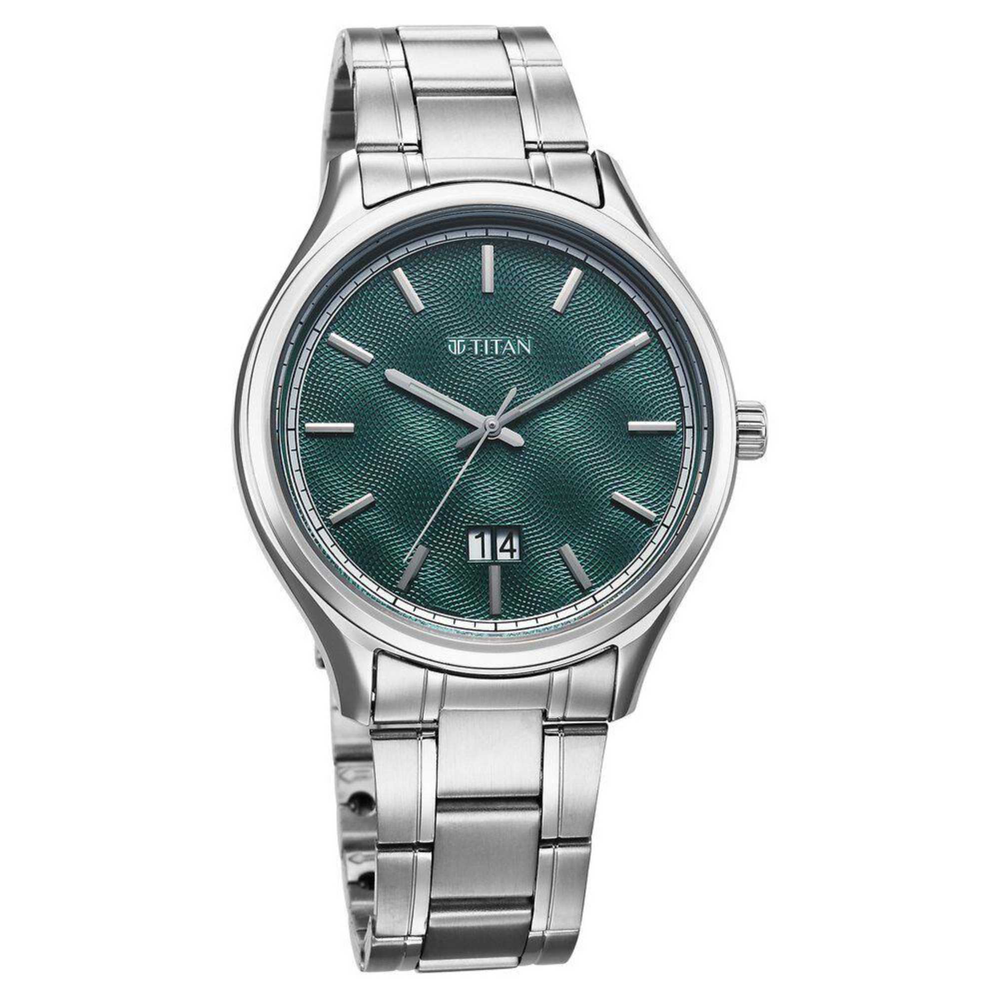 Picture of Titan Palette Of Time Quartz Analog with Date Green Dial Stainless Steel Strap Watch For Men