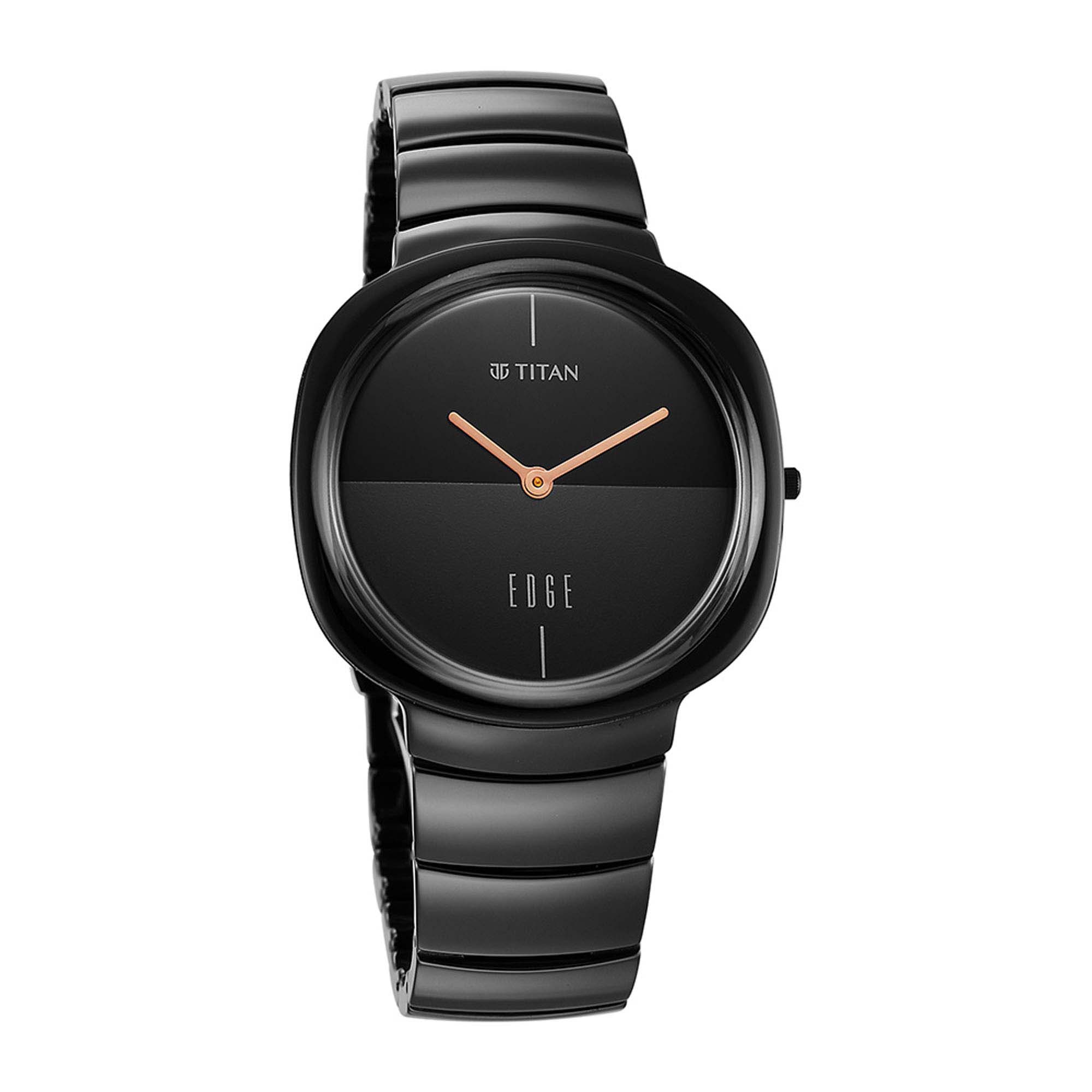Picture of Edge Squircle Black Dial Ceramic Strap Watch