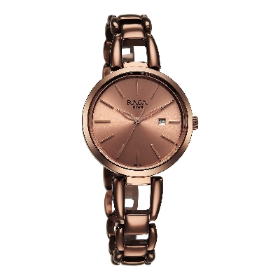 Picture of Titan Raga Viva Quartz Analog with Date Rose Gold Dial Brown Metal Strap Watch for Women