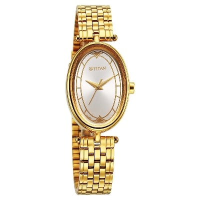 Picture of Titan Karishma Quartz Analog Silver Dial Golden Stainless Steel Strap Watch For Women