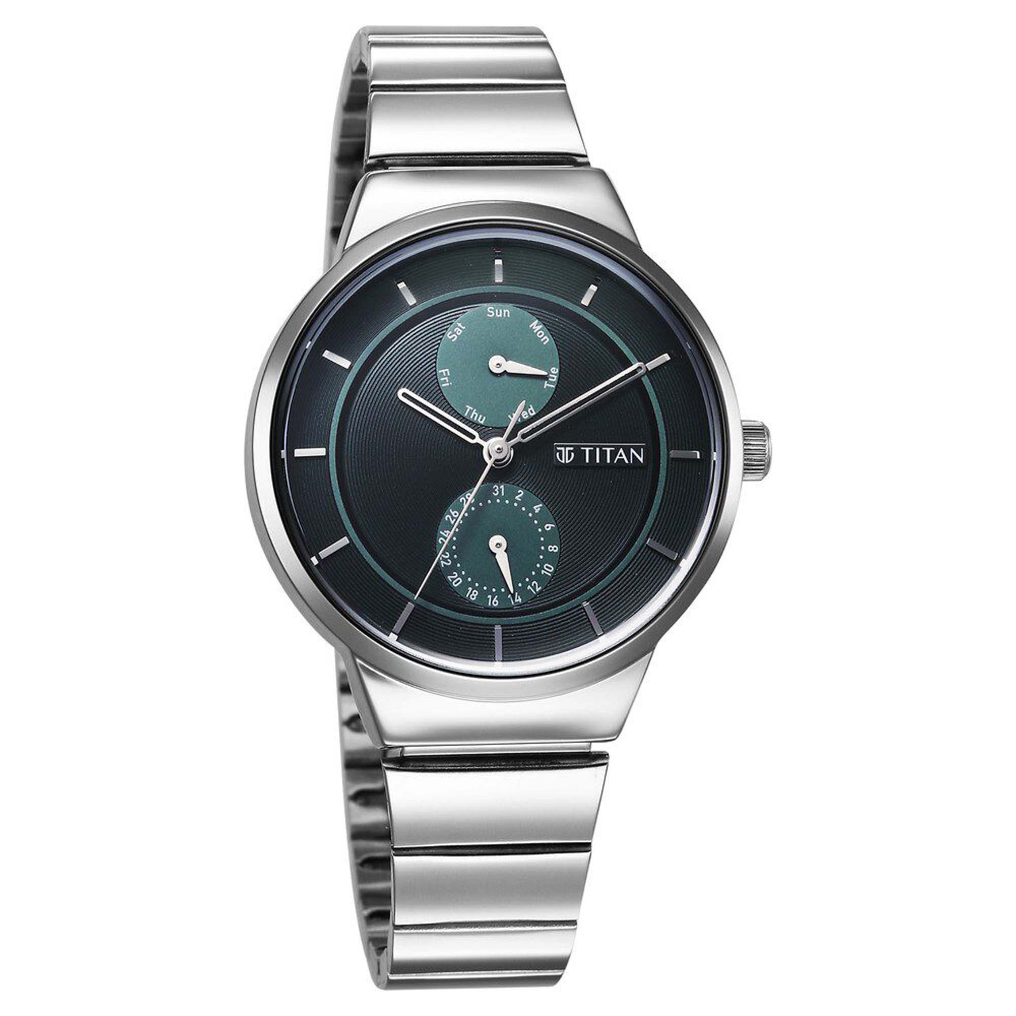 Picture of Titan Neo Multifunction Green Dial Silver Color Stainless Steel Strap Watch For Women