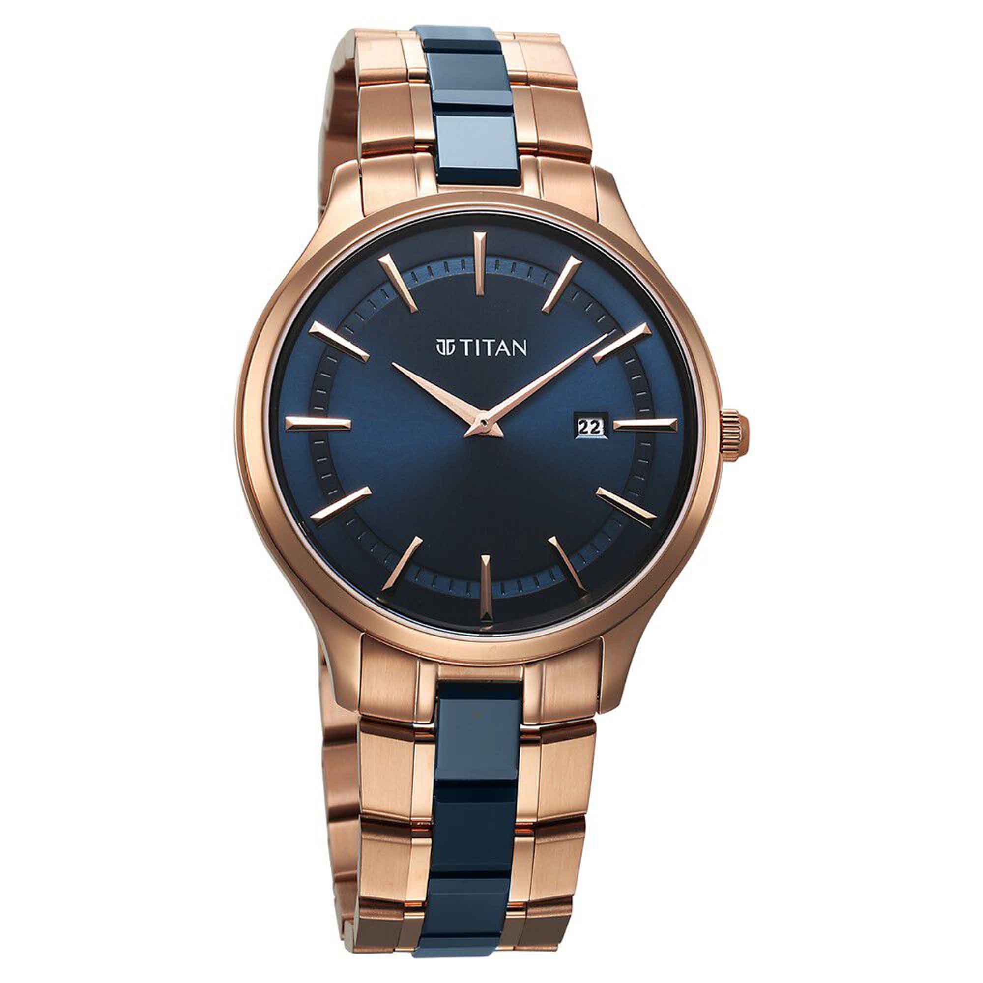 Picture of Titan Slim Ceramic Fusion Quartz Analog with Date Blue Dial Stainless Steel Strap Watch For Men