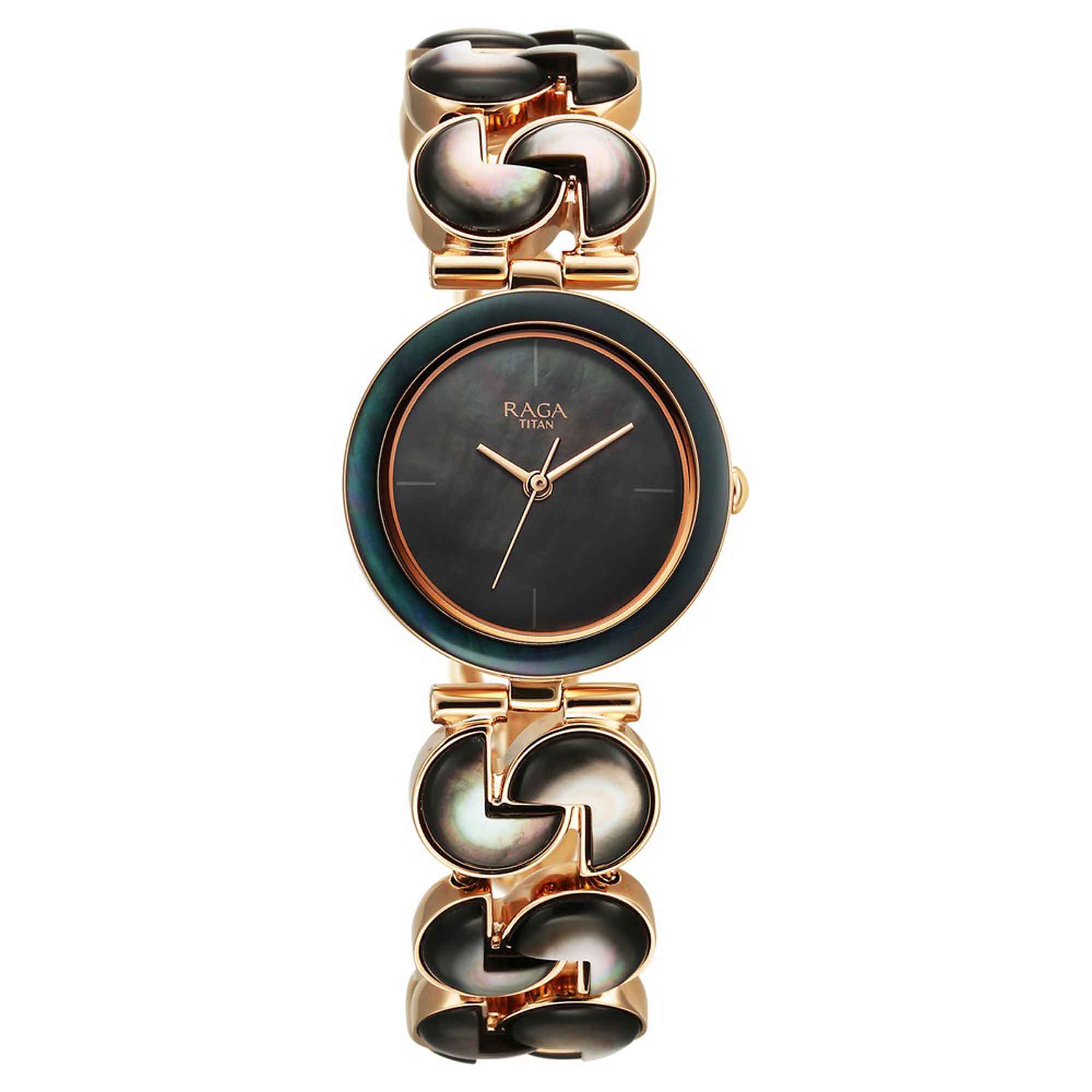 Picture of Titan MOP Round Dial Rose Gold Strap Watch For LAD