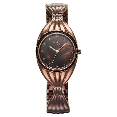 Picture of Titan Raga Memoirs Quartz Analog Mother Of Pearl Dial With Brown Metal Strap Watch For Women