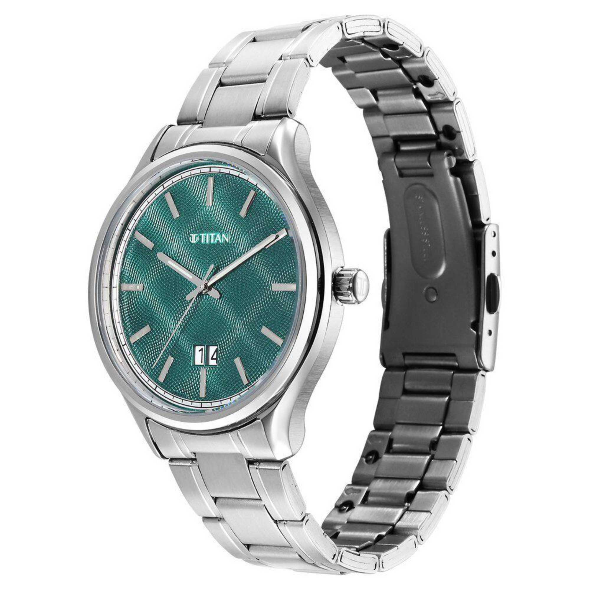 Picture of Titan Palette Of Time Quartz Analog with Date Green Dial Stainless Steel Strap Watch For Men