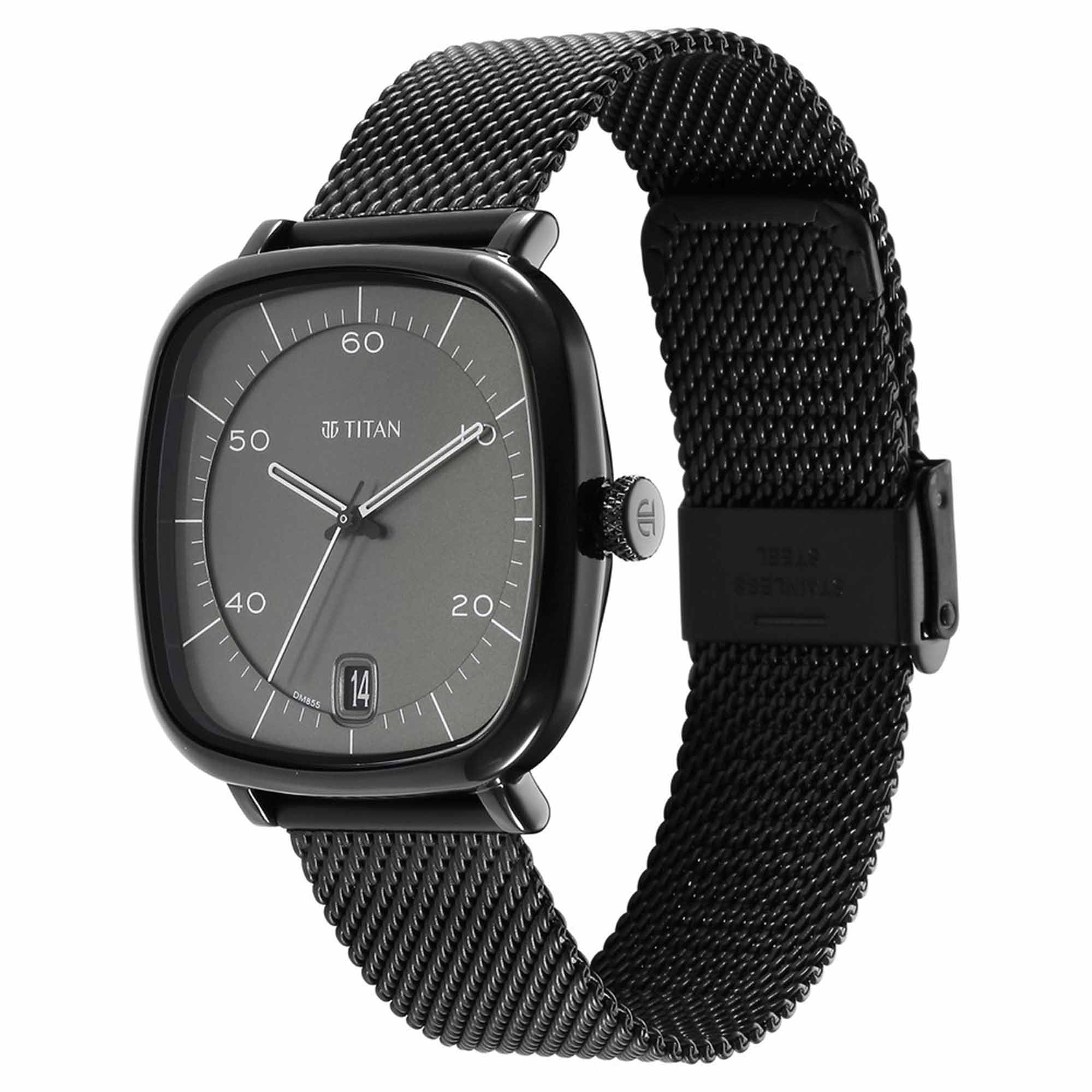Picture of Titan Neo Curve Quartz Multifunction Anthracite Dial Black Stainless Steel Strap Watch for Men