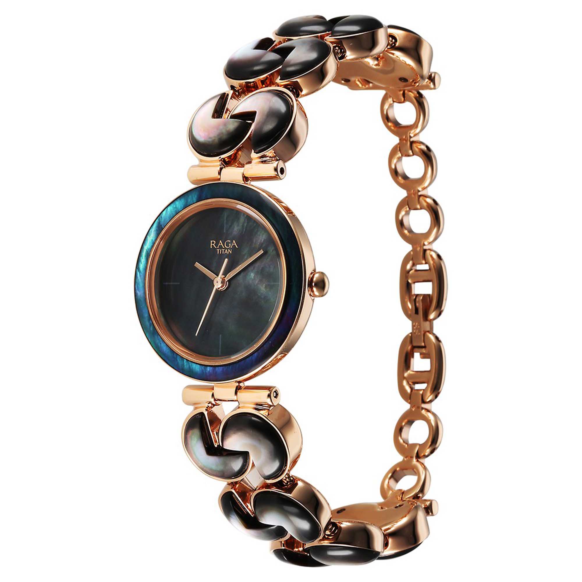 Picture of Titan MOP Round Dial Rose Gold Strap Watch For LAD