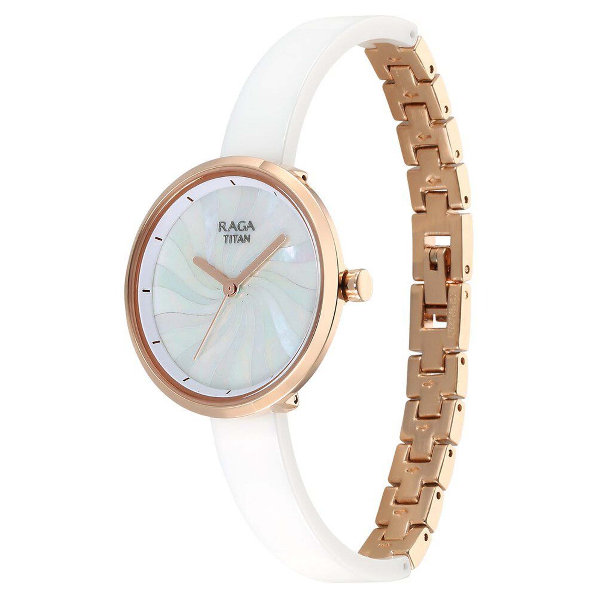 Picture of Titan Raga Memoirs Quartz Analog Mother Of Pearl Dial With White Ceramic Strap Watch For Women