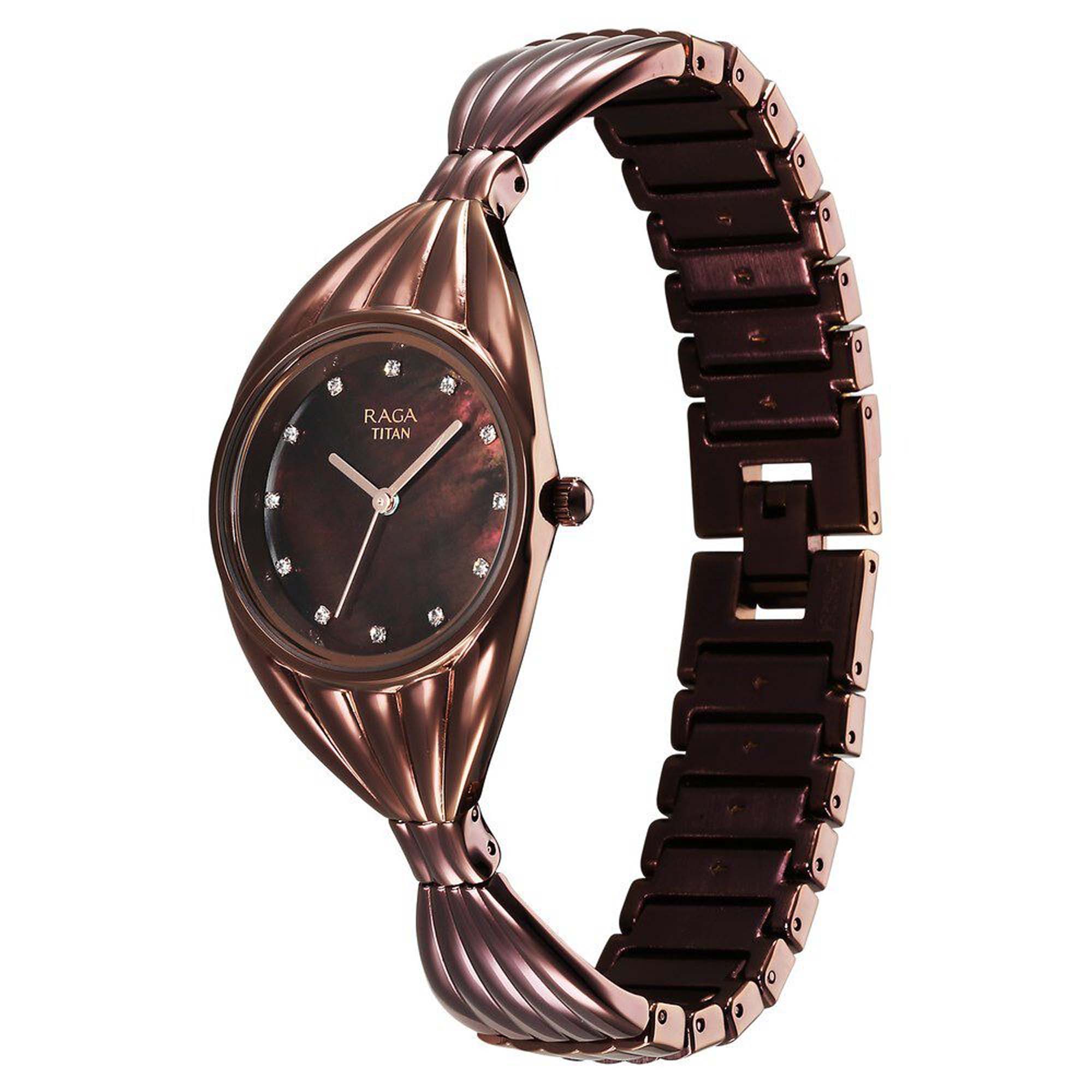 Picture of Titan Raga Memoirs Quartz Analog Mother Of Pearl Dial With Brown Metal Strap Watch For Women