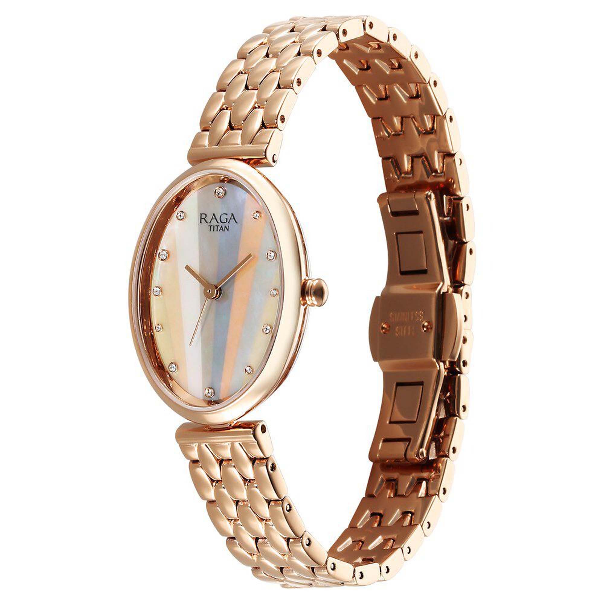 Picture of Titan Raga Memoirs Quartz Analog Mother Of Pearl Dial With Rose Gold Metal Strap Watch For Women