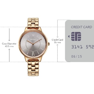 Picture of Titan Neo Quartz Analog Grey Dial Rose Gold Metal Strap Watch For Women