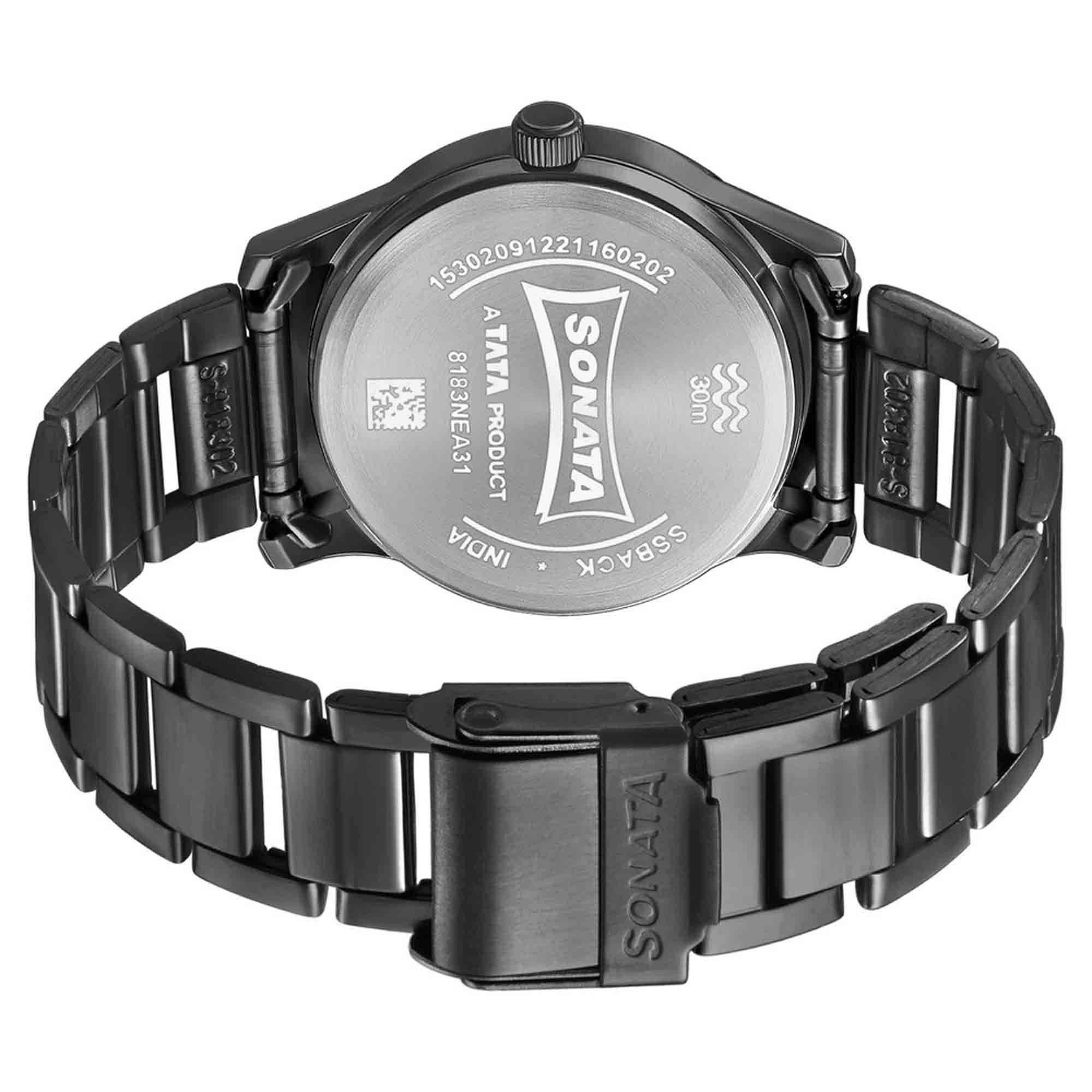 Picture of Sonata Women of Steel Black Dial Stainless Steel Strap Watch for Women