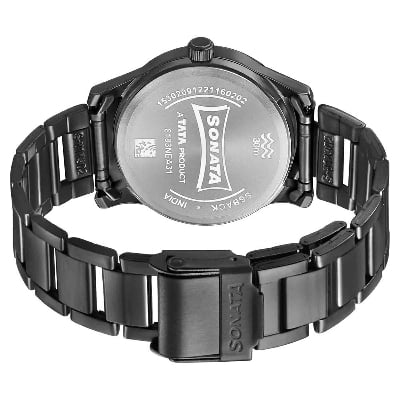 Picture of Sonata Women of Steel Black Dial Stainless Steel Strap Watch for Women