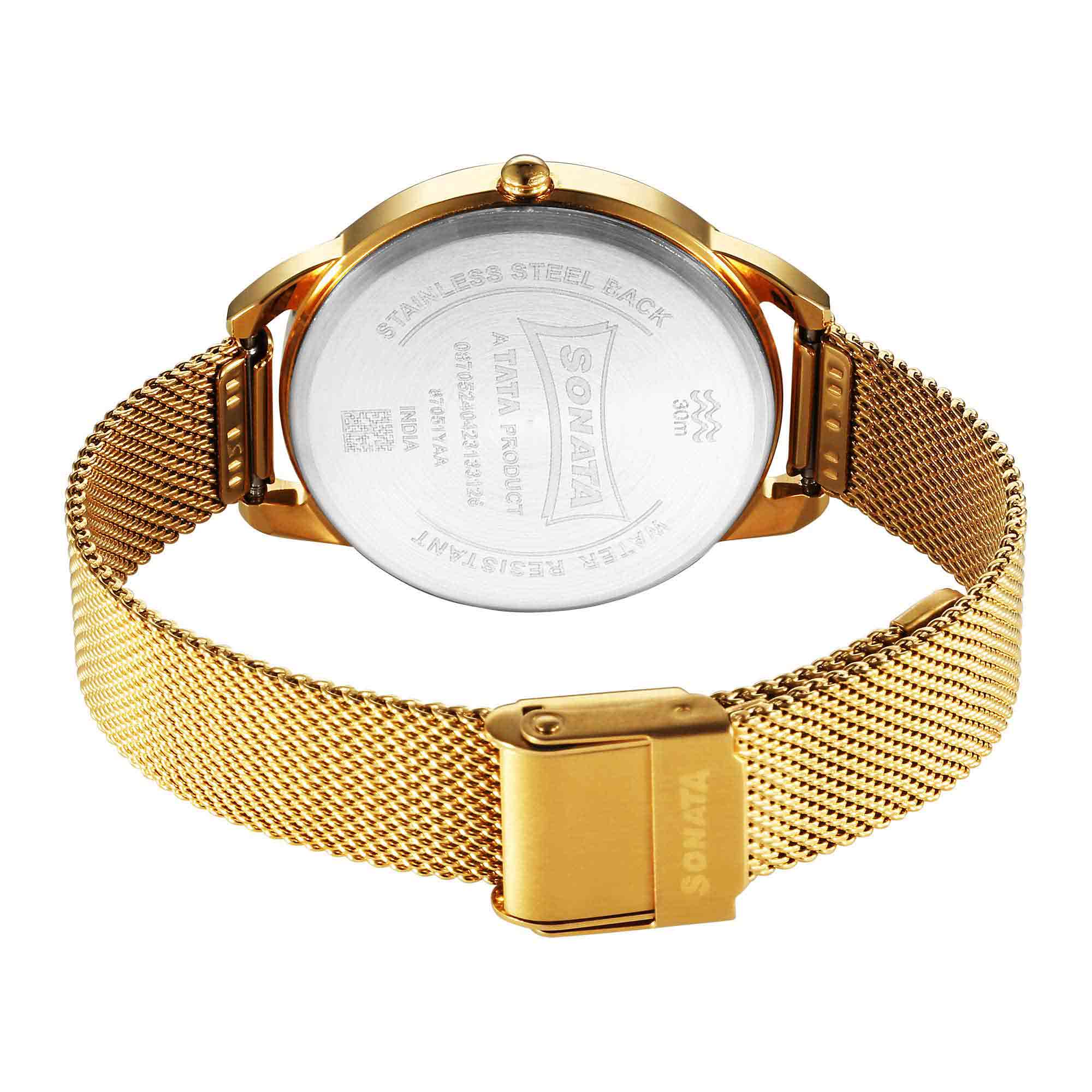 Picture of Sonata Wedding Quartz Analog Rose Gold Dial Stainless Steel Strap Watch for Women