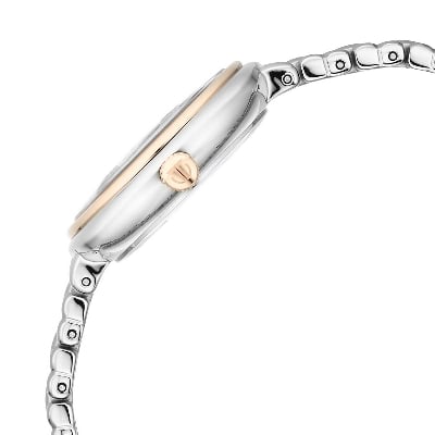 Picture of Titan Aura Quartz Analog White Mother Of Pearl Dial Rose Gold and Silver Stainless Steel Strap Watch for Women