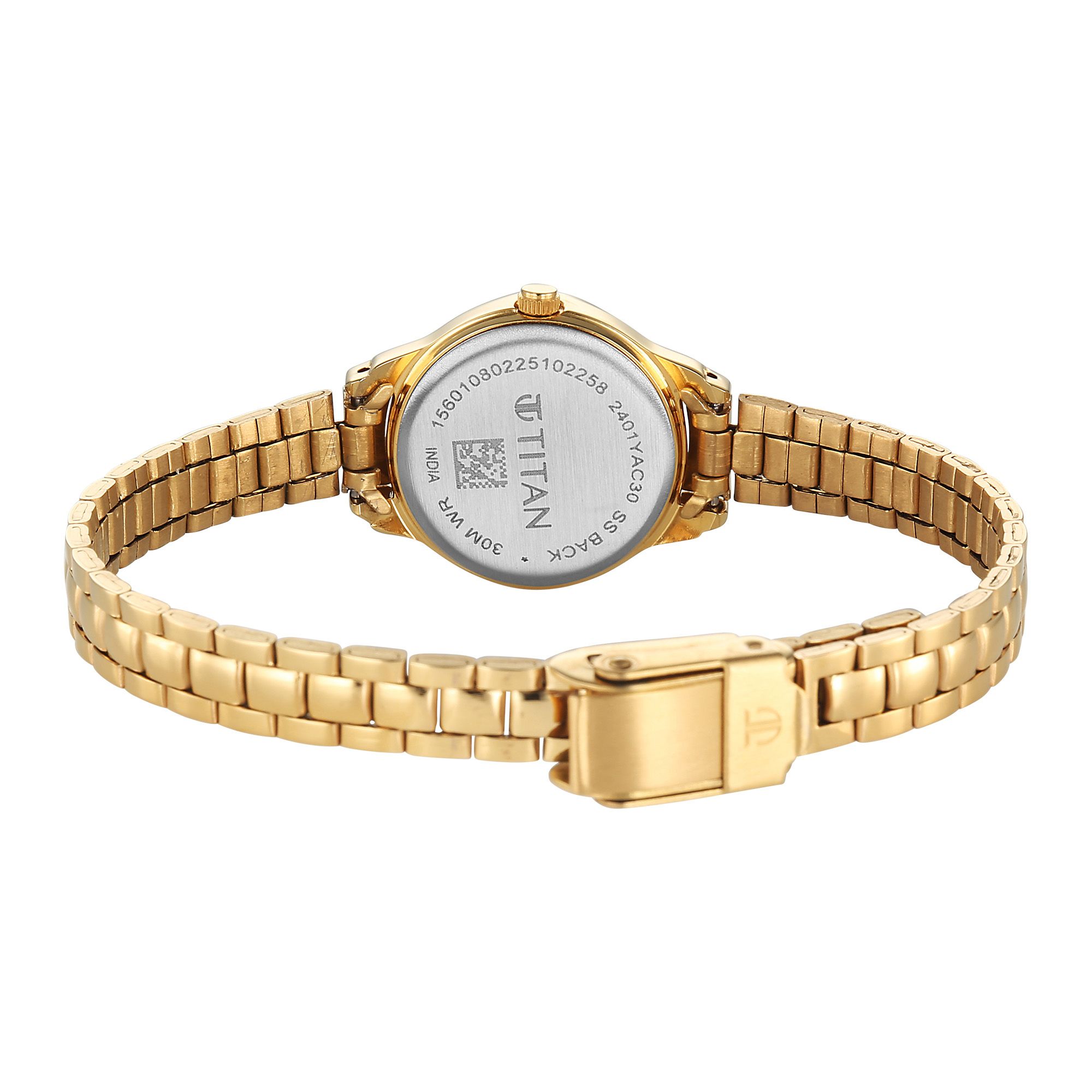 Picture of Titan Women's Watch Analog Beige Dial With Gold Stainless Steel Band