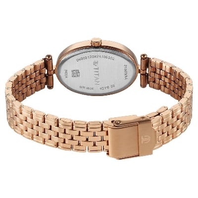 Picture of Titan Karishma Quartz Analog Silver Dial Rose Gold Stainless Steel Strap Watch For Women