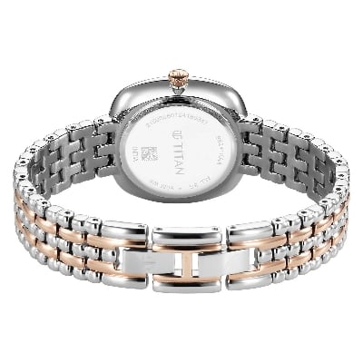 Picture of Titan Aura Quartz Analog White Mother Of Pearl Dial Rose Gold and Silver Stainless Steel Strap Watch for Women