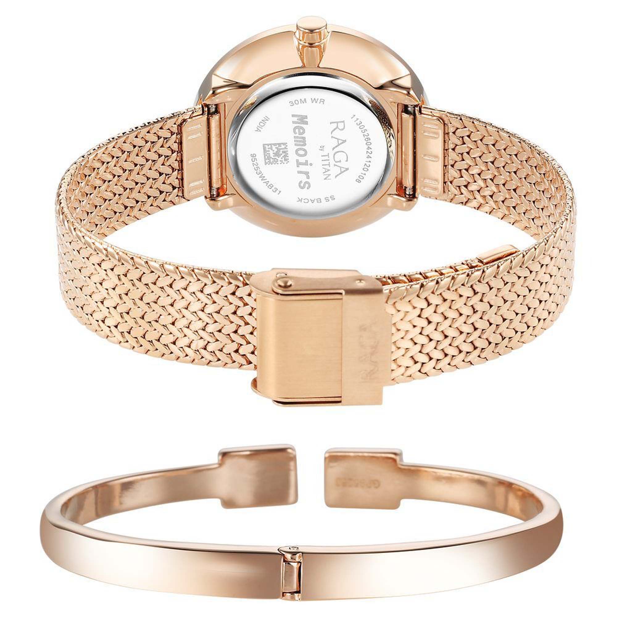 Picture of Titan Raga Memoirs Quartz Analog Mother Of Pearl Dial With Rose Gold Metal Strap Watch For Women