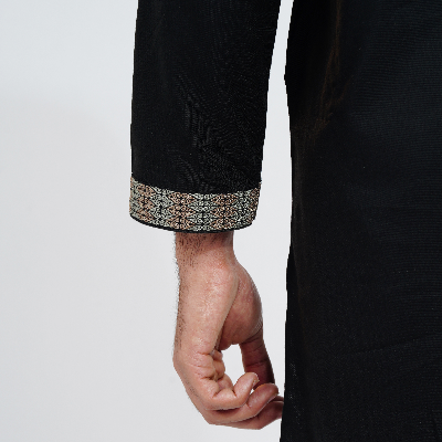 Picture of Black Cotton Flow Panjabi(Black)