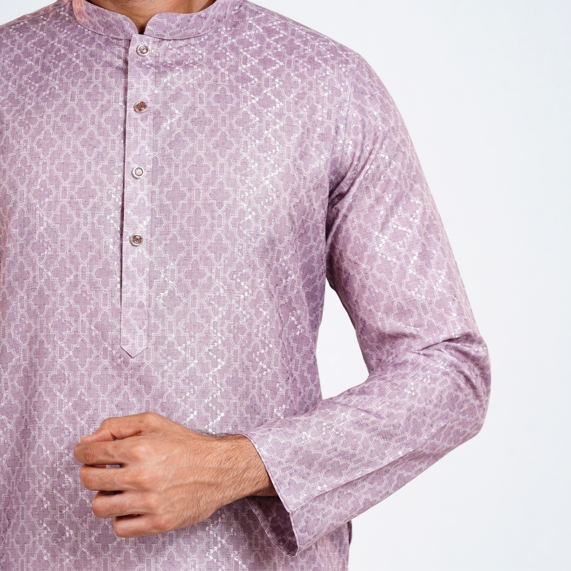 Picture of Light Purple Cotton Flow Panjabi(Light Purple)