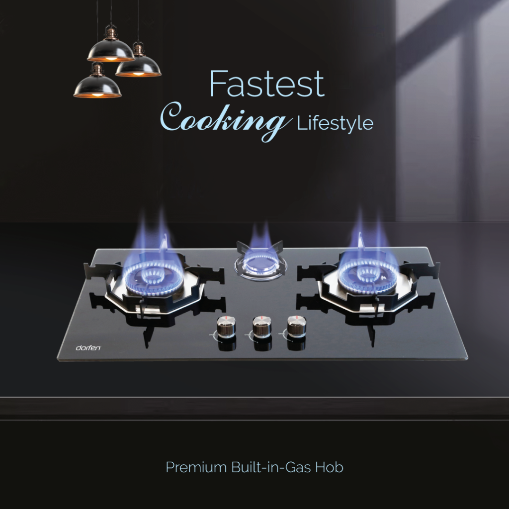 Picture of DORFEN Glass Gas Stove with 3-Burners - 31x18