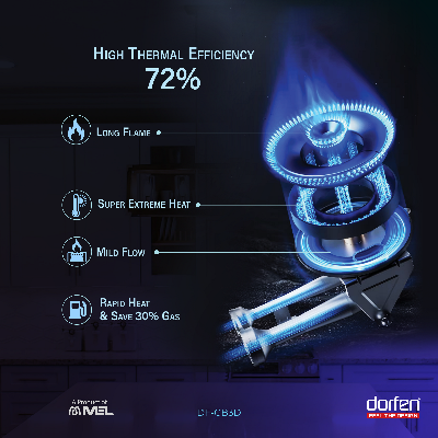 Picture of DORFEN Marble Gas Stove with 3-Burners - 30x18