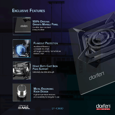 Picture of DORFEN Marble Gas Stove with 3-Burners - 30x18