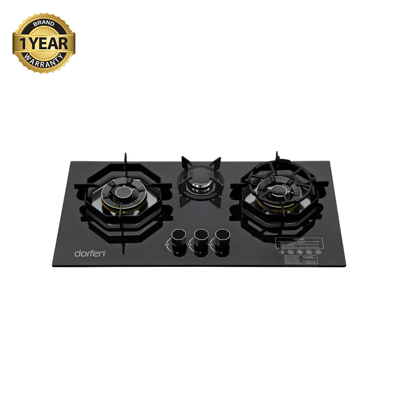 Picture of DORFEN Glass Gas Stove with 3-Burners - 30x18