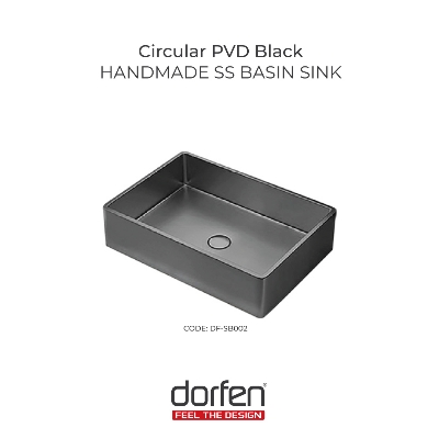 Picture of DORFEN Handmade Stainless Steel Basin (Pop-up Drain PVD Black) - 22x15.2x4