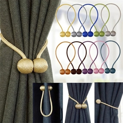 Picture of 1 Pcs Magnetic Curtain Tiebacks / Curtain Clip / Weave Rope Curtain Holders / multicolor Curtain Buckle / Curtain Holdback /Curtain Accessories / European Style Decorative Curtain Holdbacks