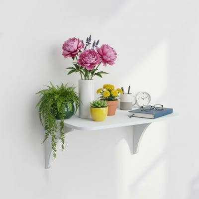 Picture of Floating Shelf Wall Wood Hanging Rope Durable Rack for Living Room Bedroom Bathroom Kitchen Decorative Rack Stand Self