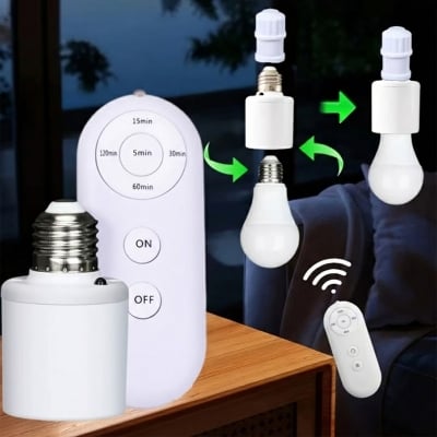Picture of Smart AC220V Wireless remote Control Lamp Holder With Timing Adjustment Function Smart Light LED Lamp Base Universal