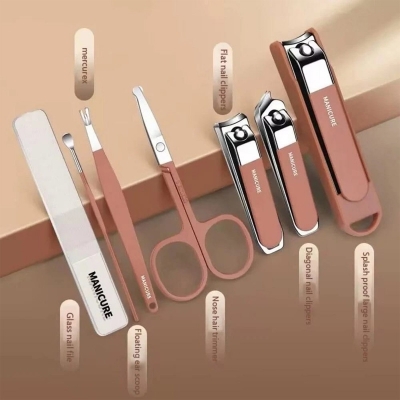 Picture of Nail Cutter 7 in 1 Nail Clippers Set, 7pcs Manicure & Pedicure Tools, Stainless Steel Nail Cutter Kit for men and women with Protective Case, Travel Grooming Kit for Facial, Cuticle and Nail Care