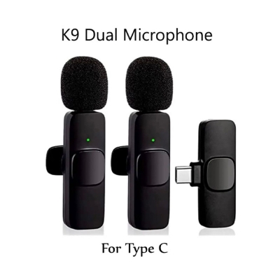 Picture of K9 Wireless Dual Microphone Professional Lapel Lavalier Microphone Remove Noise For Турe C Microphone