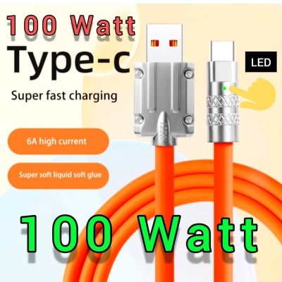 Picture of Baseus 100W Super Fast Charging Cable Silicone Fast Charging Data Cable For USB Type-C With Indication Light Cable