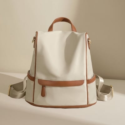 Picture of New Design Women Backpack Nylon Waterproof Anti-Theft Travel Bagpack(Apricot)