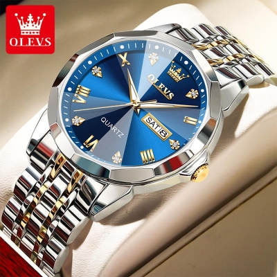 Picture of O'levs 9931 New Business Quartz Watch For Men Luxury Diamond Dial Waterproof Stainless Steel Strap Men Wristwatch