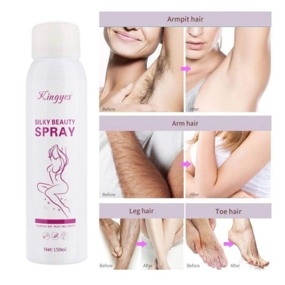 Picture of Natural Silky Beauty Spray Depilador, 150 Ml Kinggess Silky Beauty Spray Hair Remover, Beeswax Hair Removal Mousse,Suitable for Underarms, Chest, Back, Legs and Arms
