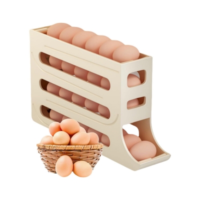 Picture of Egg Storage Case Large Capacity Egg Storage Box for Fridge 4 Tiers Automatic Rolling Egg Organizer Refrigerator Side Door Egg Dispenser Restaurant Egg Holder Egg Storage Container
