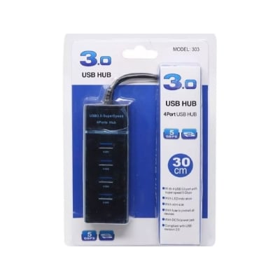 Picture of 4 Port USB HUB SuperSpeed 3.0 Portable Mini-HubUSB Hub Black 1.2 M
