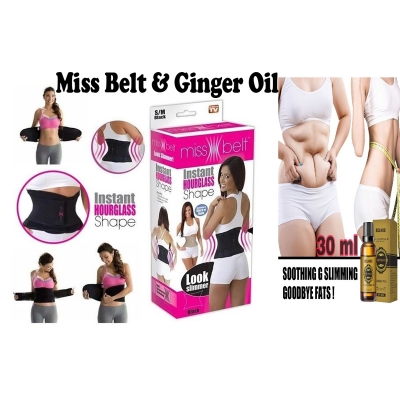 Picture of Newest Slimming Belt Miss Waist Belt Instant Hourglass Shape & Ginger Essential Oil-Slimming combo pack