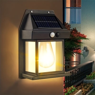 Picture of New Outdoor Solar Wall Lamp,Solar Tungsten Wall Light, Motion Sensor Wall Lights,Solar Tungsten Wall Light Motion Sensor LED Wall Sconce IP65 Waterproofs Solar Securitys Light