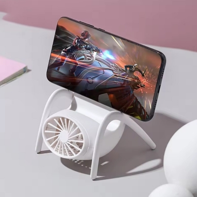 Picture of New Universal mobile phone desktop holder with dual blade fan, adjustable height, detachable clip, convenient for playing games