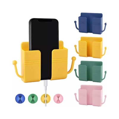 Picture of 1pcs Wall Mounted Organizer Storage Box Remote Control Mounted Mobile Phone Plug Wall Holder Charging Multifunction Holder Stand