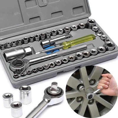Picture of 40 in 1 Pieces Tool Kit and Screwdriver and Socket Set Automobile Tool Box Set