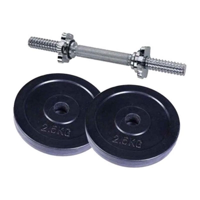 Picture of 5 KG Black Iron Dumbbells And 11 Inch Barbell Set - Ideal For Strength Training And Muscle Building