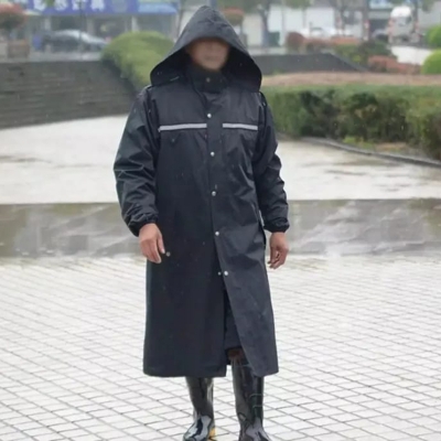 Picture of One part hoodie system heat sealing long raincoat  for men One part hoodie system heat sealing long raincoat for men